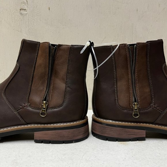 Vance Co. Pratt Boots Men's WD 13 Brown Faux Leather Side Goring Zipper Closure - Picture 4 of 12